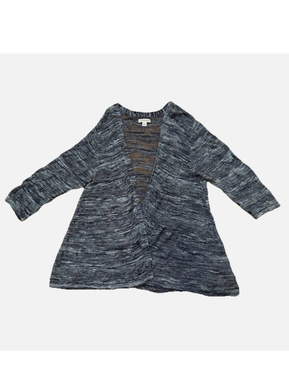 Croft And Barrow Cardigan Sweater Women Large Back Open Front Blue Knit